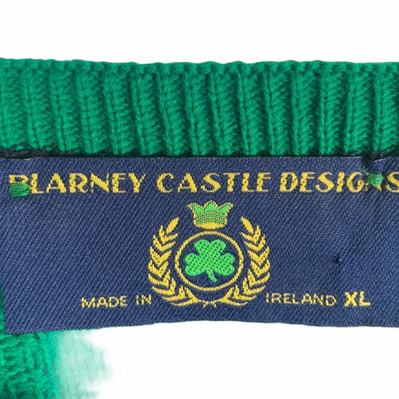 Blarney Castle Designs Men Green Knit Crewneck Ireland Spellout Sweater Sz XL - Picture 3 of 5